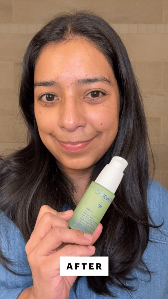 Allure managing editor Alessandra Foresto after applying the Caudalie Vinopure Salicylic Acid Serum