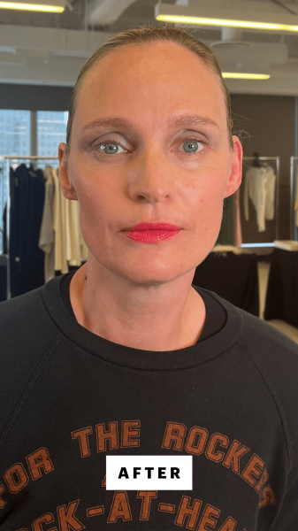 Allure's tester after applying YSL Lip Oil in Electric Love